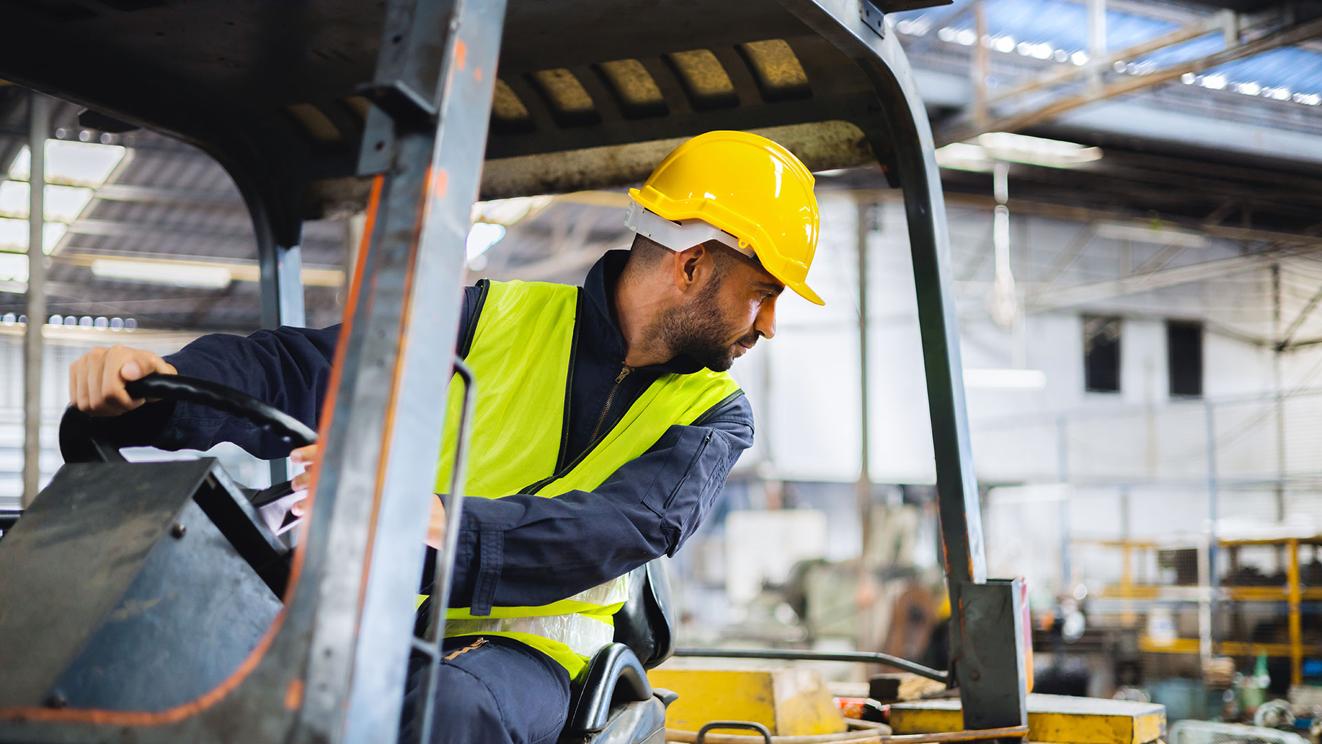 People and vehicles at work preventing dangerous near misses
